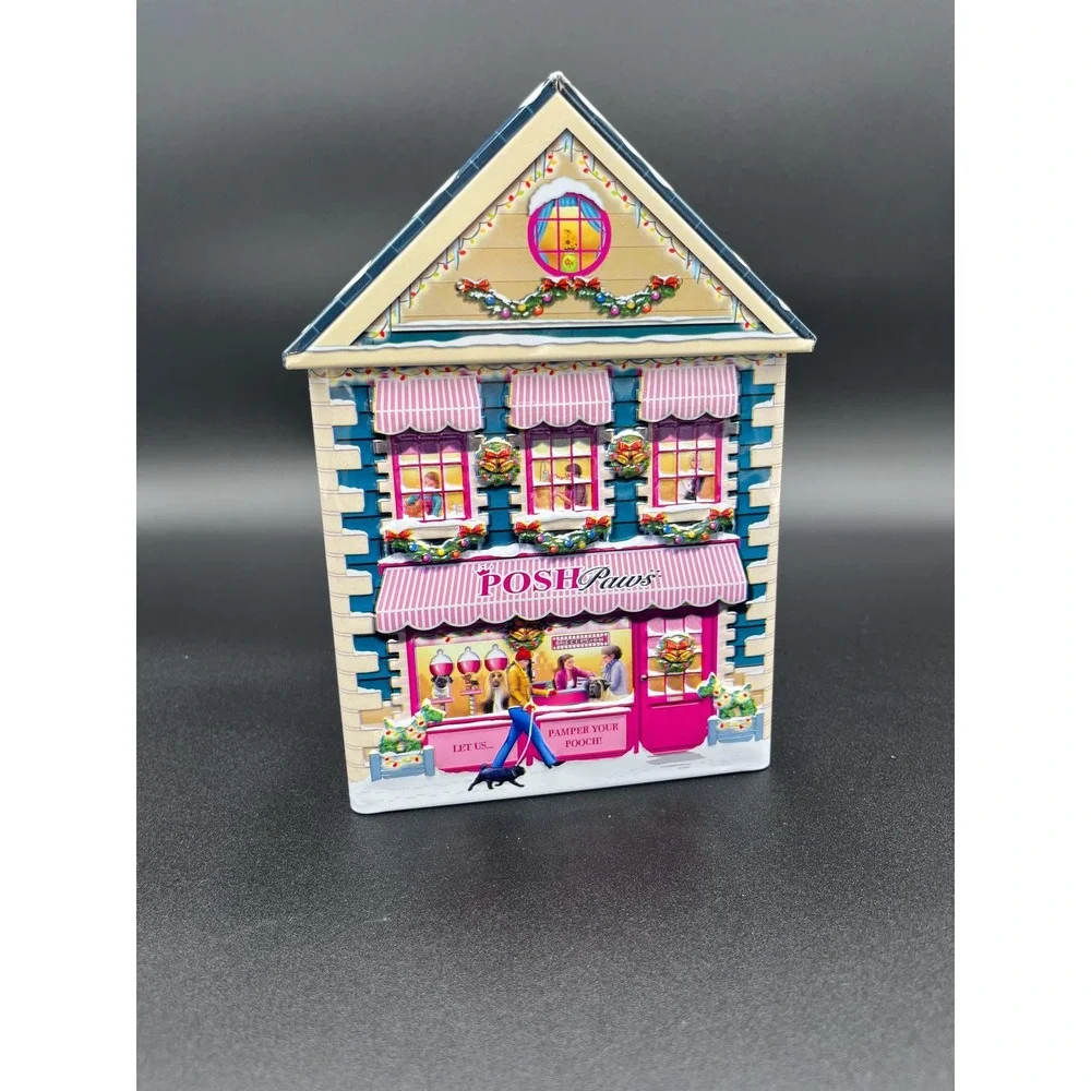 Vintage Harry London Christmas Village Tin: Posh Paws Holiday Decor